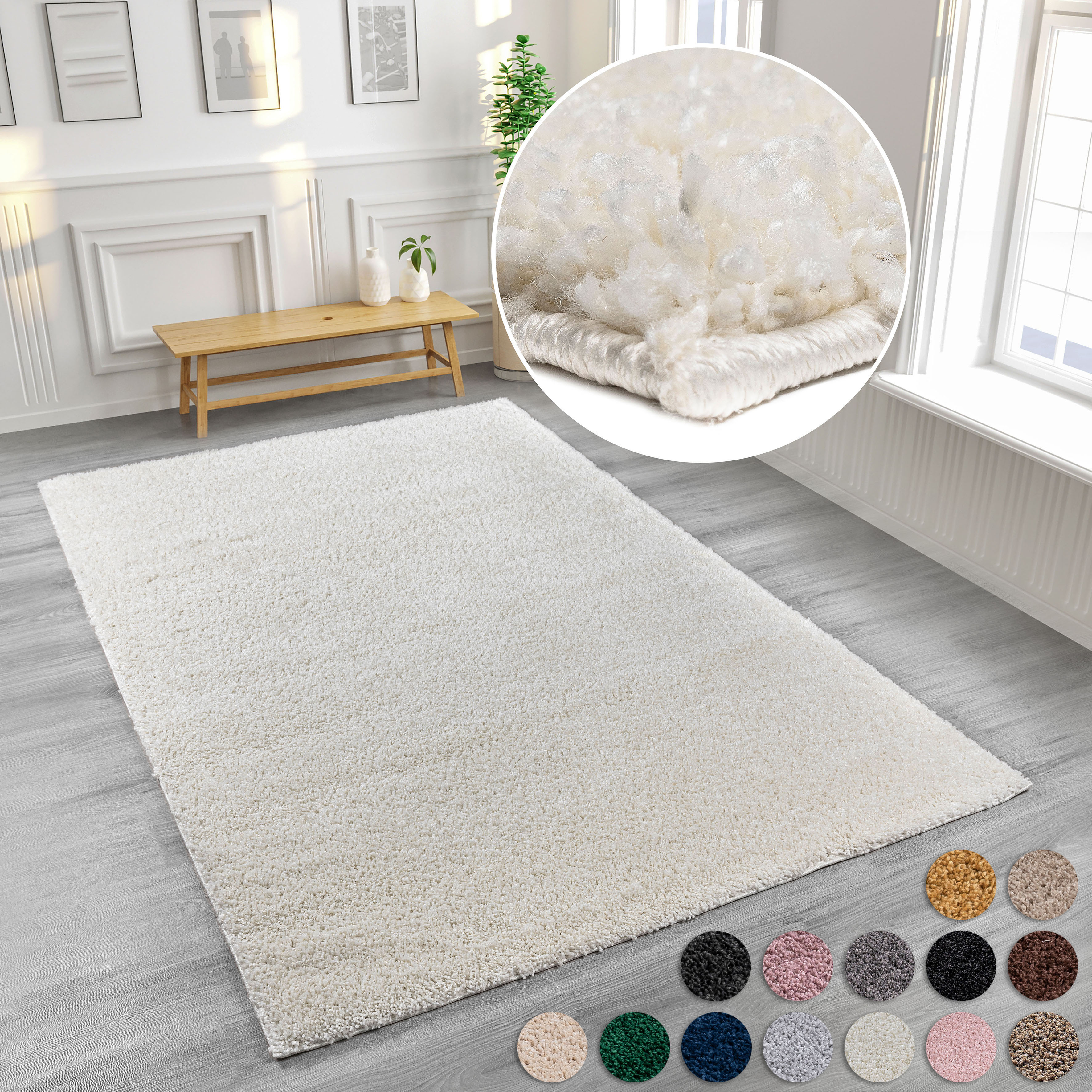 my home Hochflor-Teppich Viva, rechteckig, Höhe: günstig online kaufen
