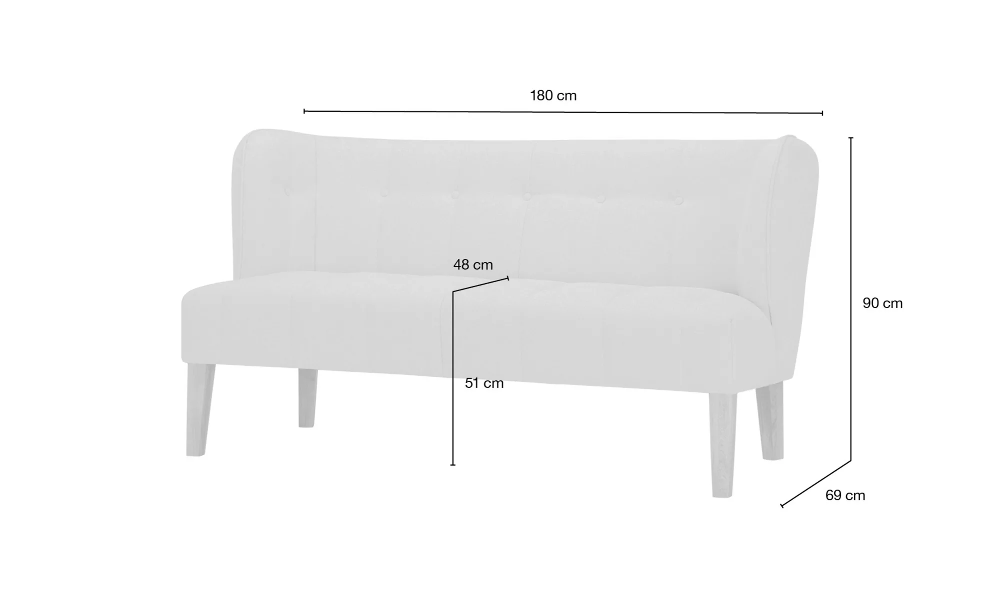 switch Küchensofa  Webstoff Bella ¦ braun ¦ Maße (cm): B: 180 H: 90 T: 69 B günstig online kaufen