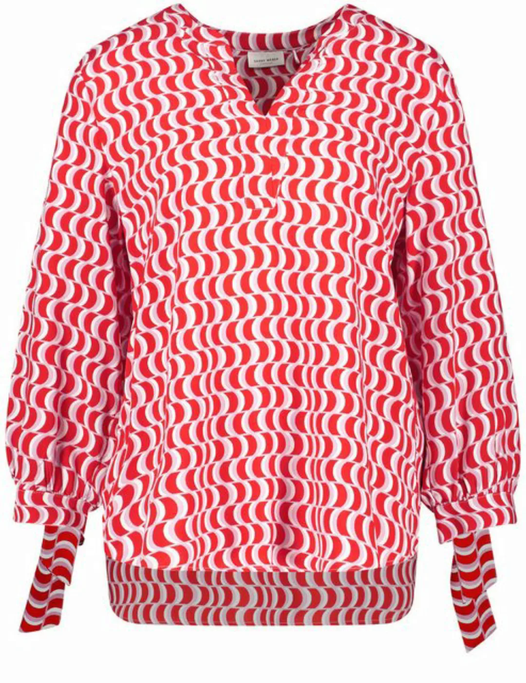 GERRY WEBER Blusenshirt Gemusterte 3/4 Arm Bluse mit Bindedetail günstig online kaufen