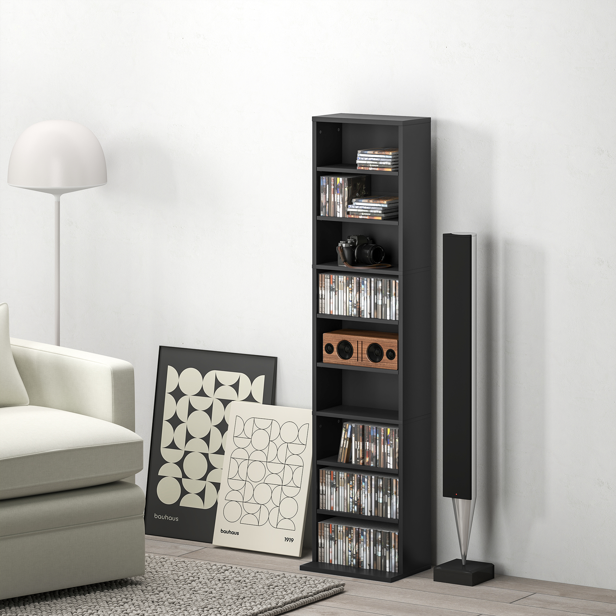 HOMCOM Mobile Libreria mit 9 Regalen für 260 CD im modernen Design, CD-Rega günstig online kaufen