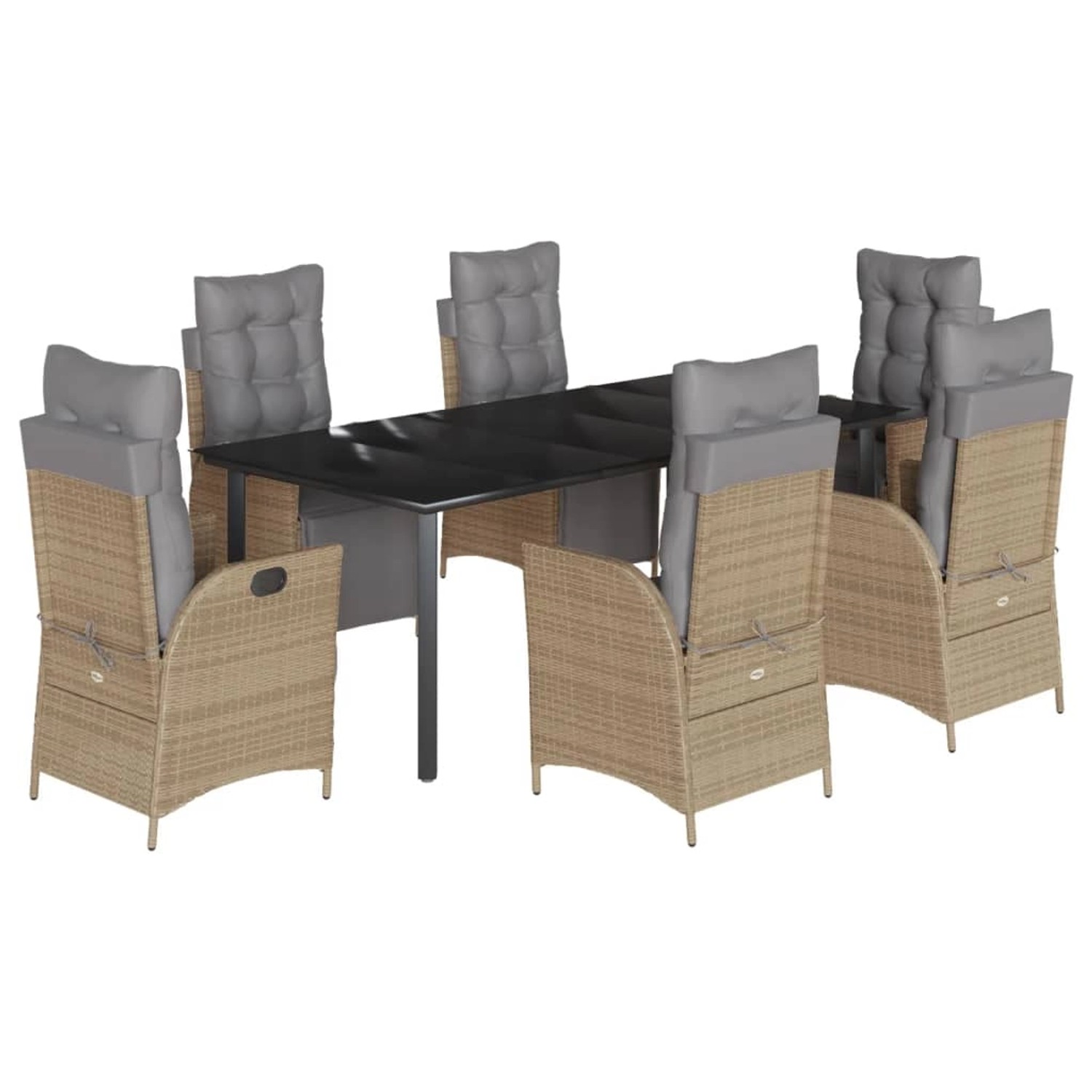 vidaXL 7-Tlg Garten-Essgruppe mit Kissen Beigemischung Poly Rattan 3213460 günstig online kaufen