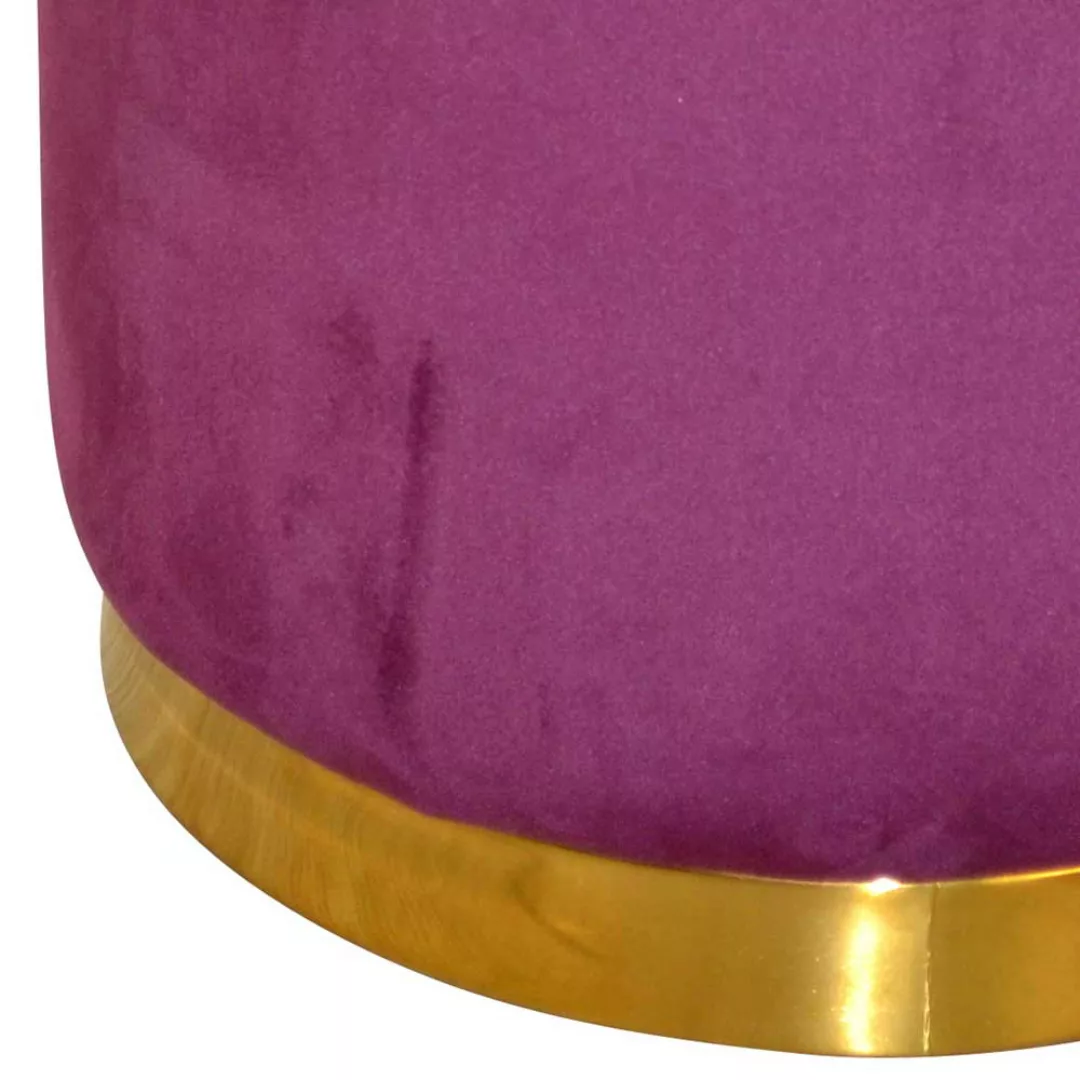 Runder Samt Sitzpouf in Bordeaux und Goldfarben 43 cm hoch günstig online kaufen