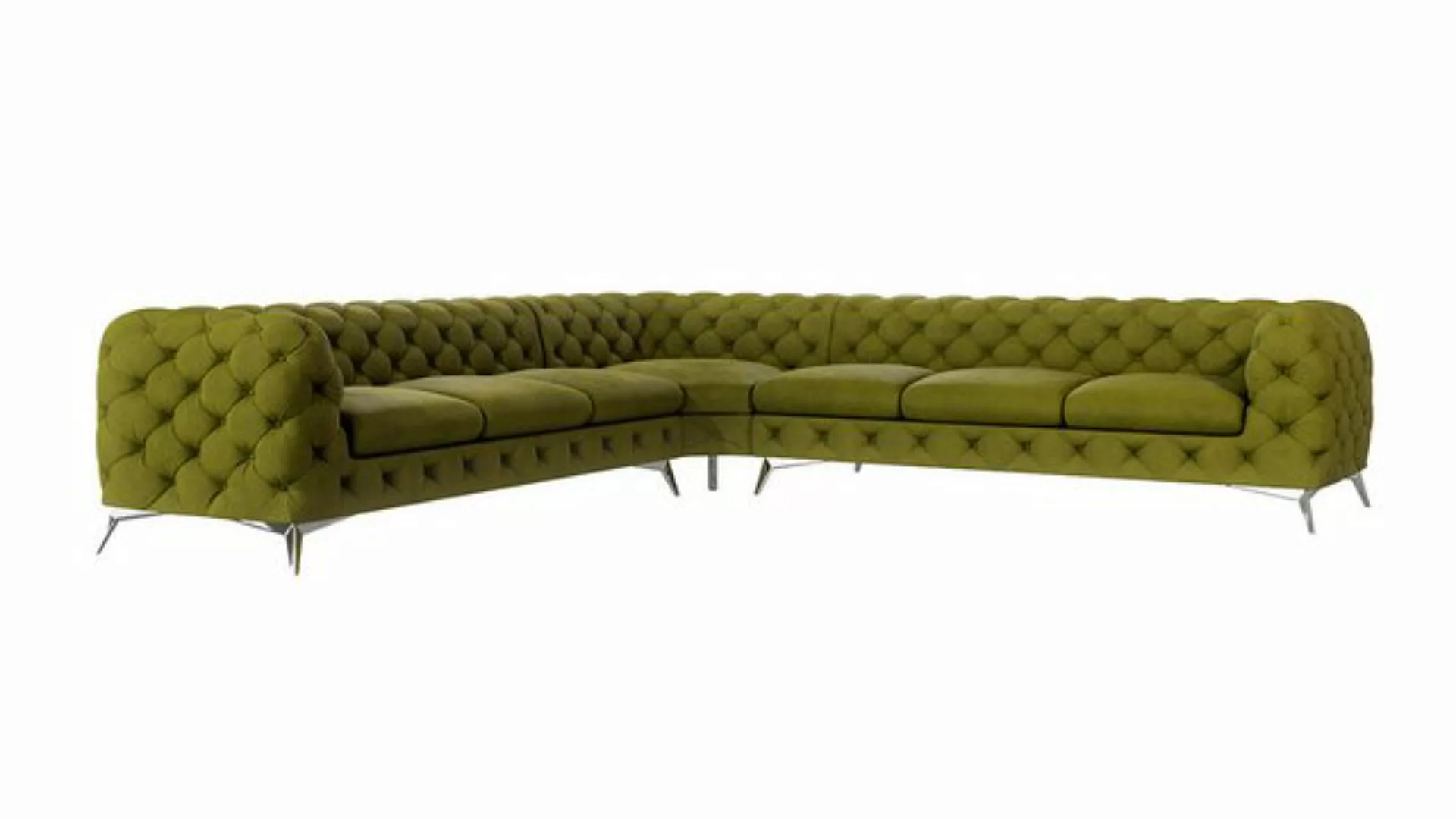 S-Style Möbel Ecksofa Chesterfield Ecksofa Kalina mit Silber Metall Füßen, günstig online kaufen