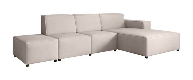 Beautysofa Ecksofa mit Hocker PEDRO L, Inklusive Hocker, breite Ottomane, F günstig online kaufen