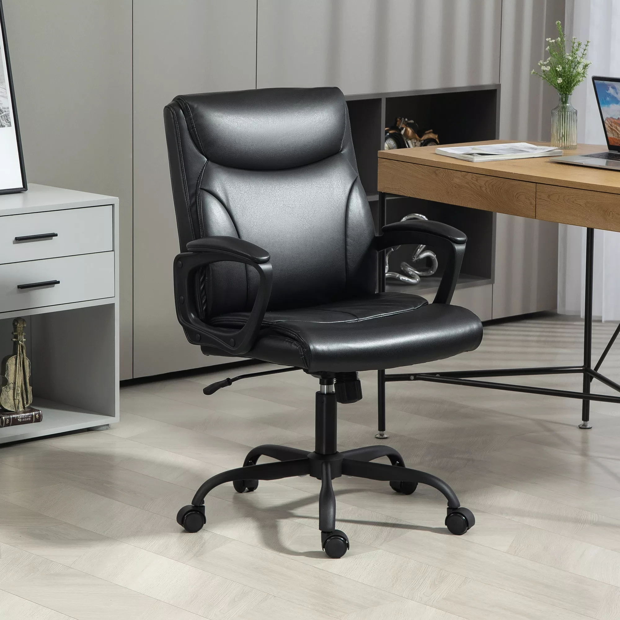 HOMCOM Bürostuhl ergonomischer Bürostuhl mit höhenverstellbarer, Schaukelfu günstig online kaufen