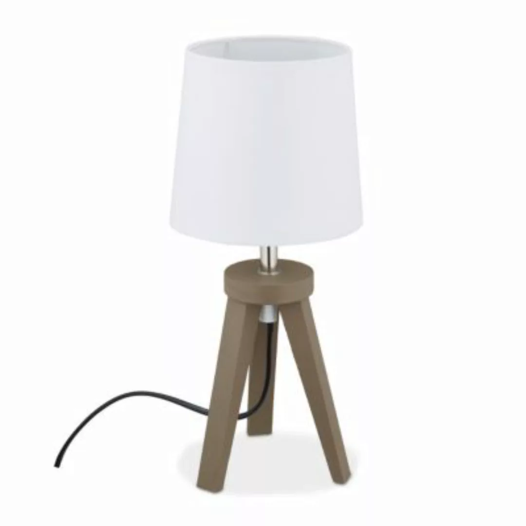 relaxdays Tischlampe Dreibein braun/weiß günstig online kaufen