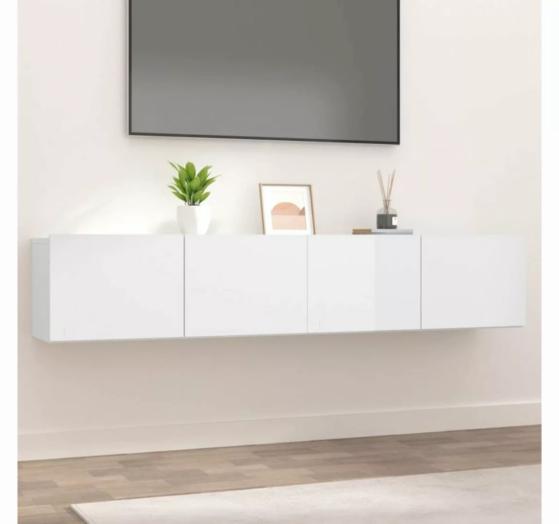 vidaXL Kleiderschrank TV-Schränke 2 Stk Hochglanz-Weiß 80x30x30 cm Holzwerk günstig online kaufen