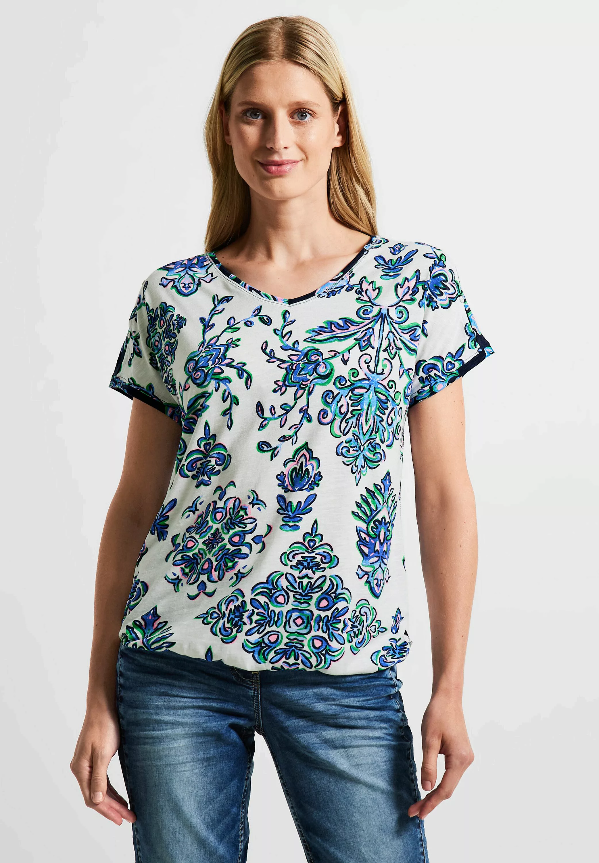 Cecil T-Shirt, mit abgerundetem V-Ausschnitt günstig online kaufen