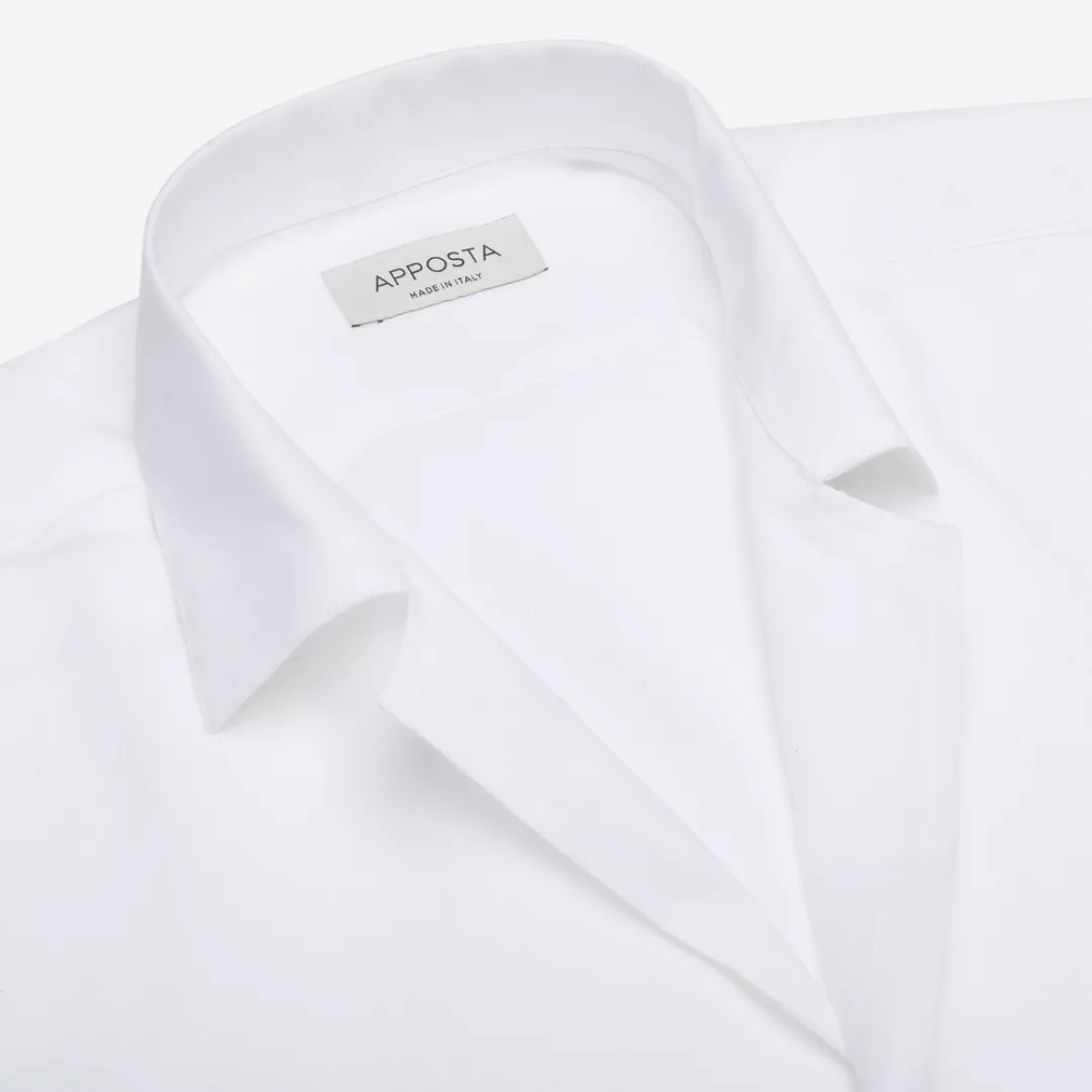 Hemd  einfarbig  weiß baumwoll-leinen leinwandbindung, kragenform  reverskr günstig online kaufen