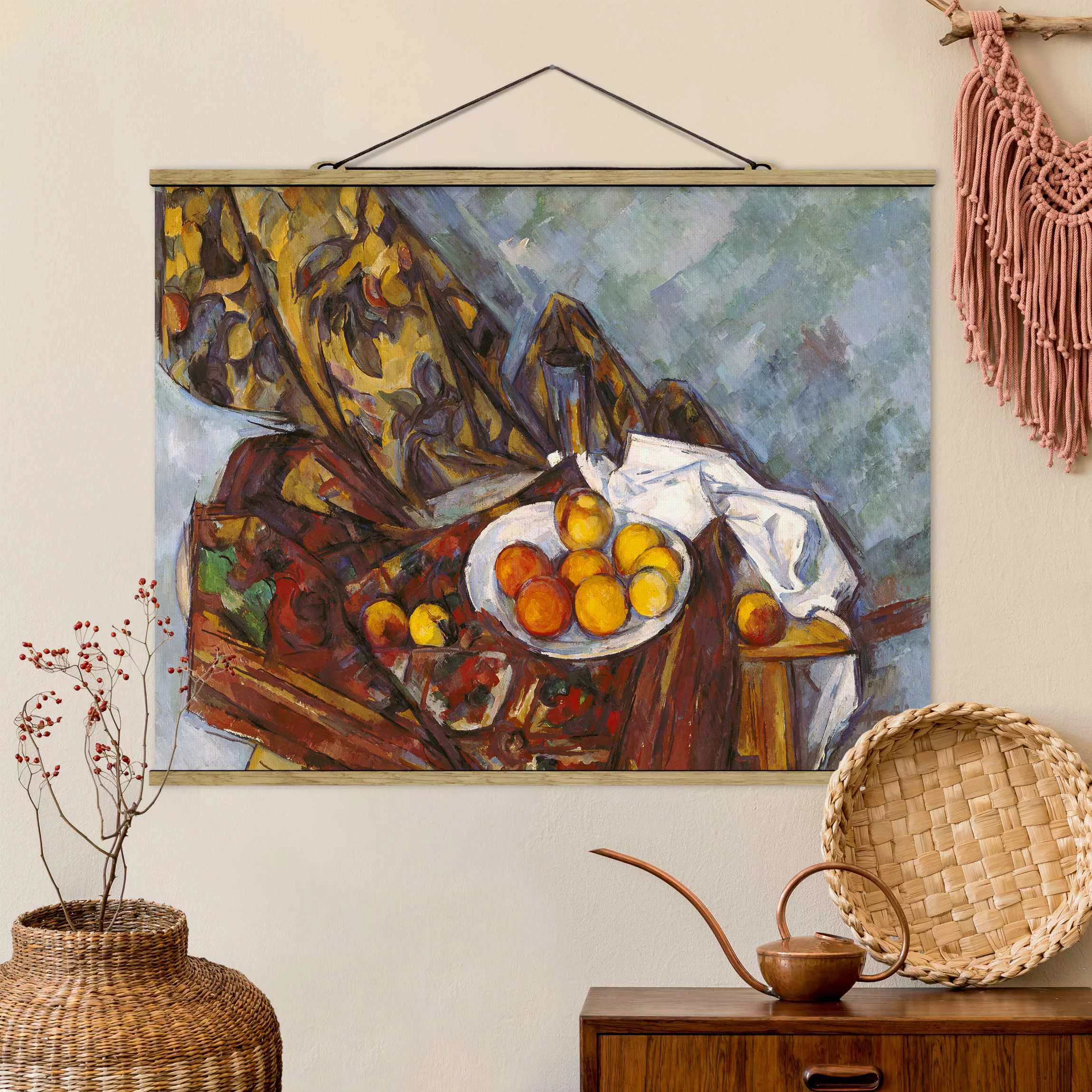 Stoffbild Kunstdruck mit Posterleisten - Querformat Paul Cézanne - Stillleb günstig online kaufen