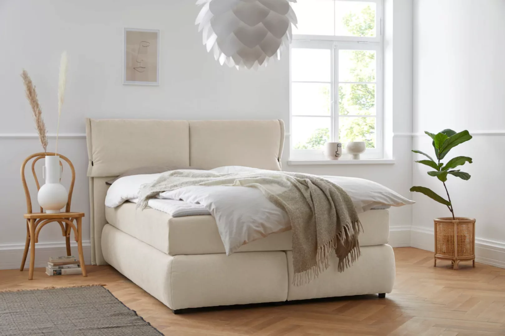 andas Boxspringbett "Jenson", in 4 Farben, 4 Breiten, 3 Matratzenarten in 2 günstig online kaufen