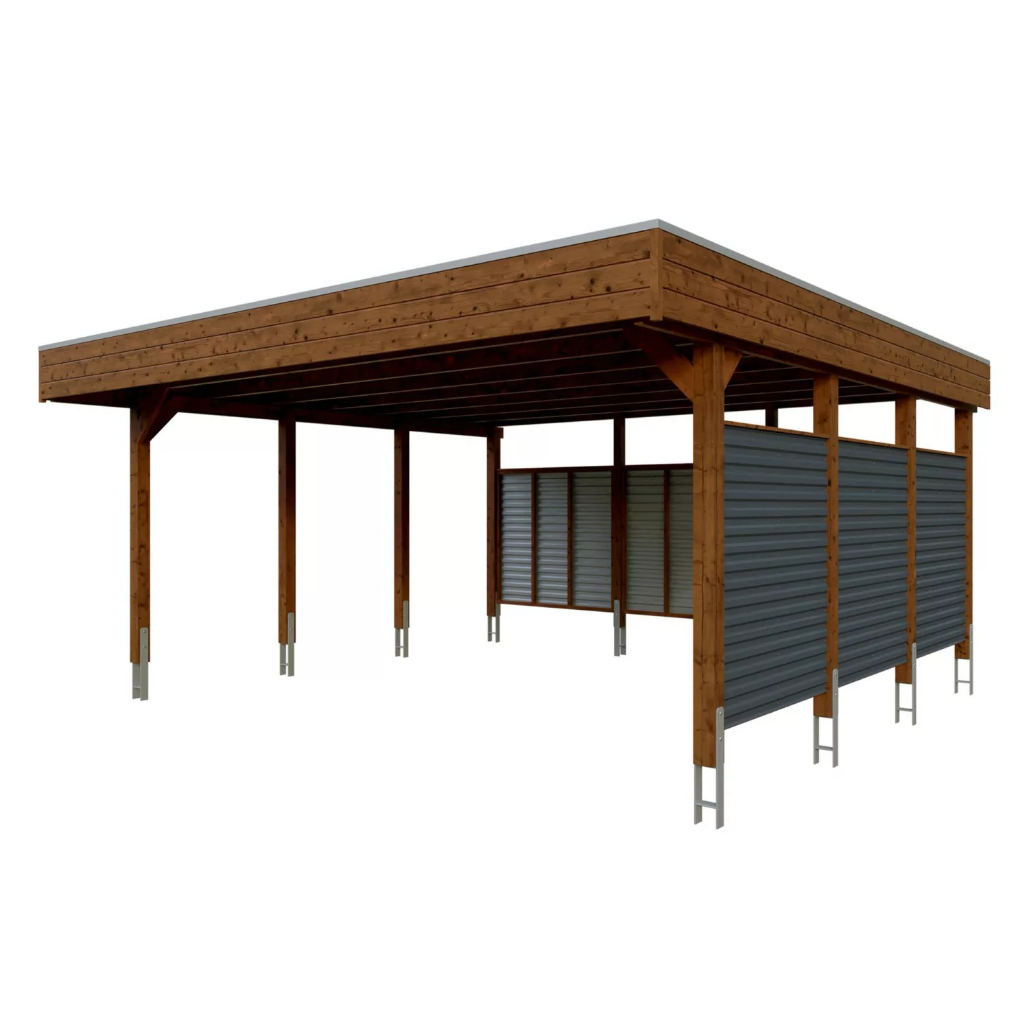 Skan Holz Carport Friesland Hybrid 557 cm x 555 cm Nussbaum günstig online kaufen