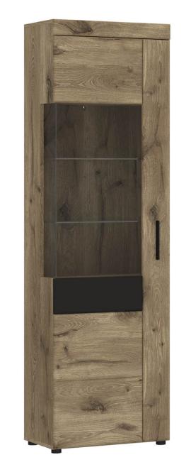 Meble Wójcik Glasvitrine in Viking Eiche Dekor/Kosmos Grau - 58x195x37,4 (B günstig online kaufen