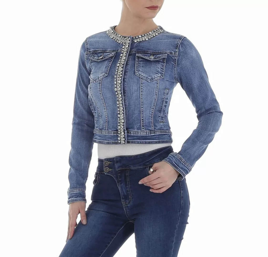 Ital-Design Jeansjacke Damen Freizeit Strass Stretch Jeansjacke in Blau günstig online kaufen