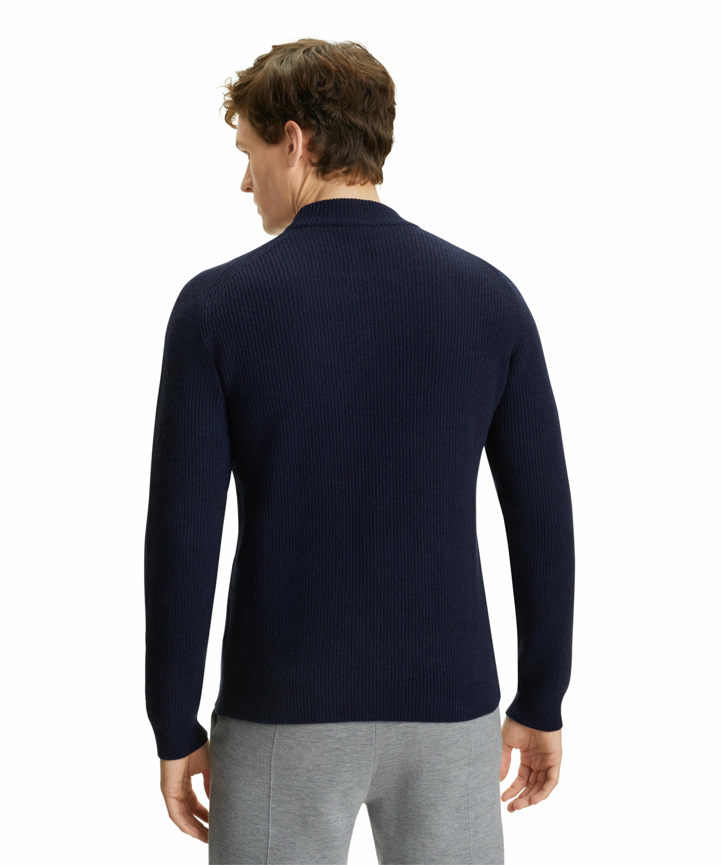 FALKE Herren Pullover Stehkragen, XL, Blau, Rippe, Schurwolle, 60181-611605 günstig online kaufen