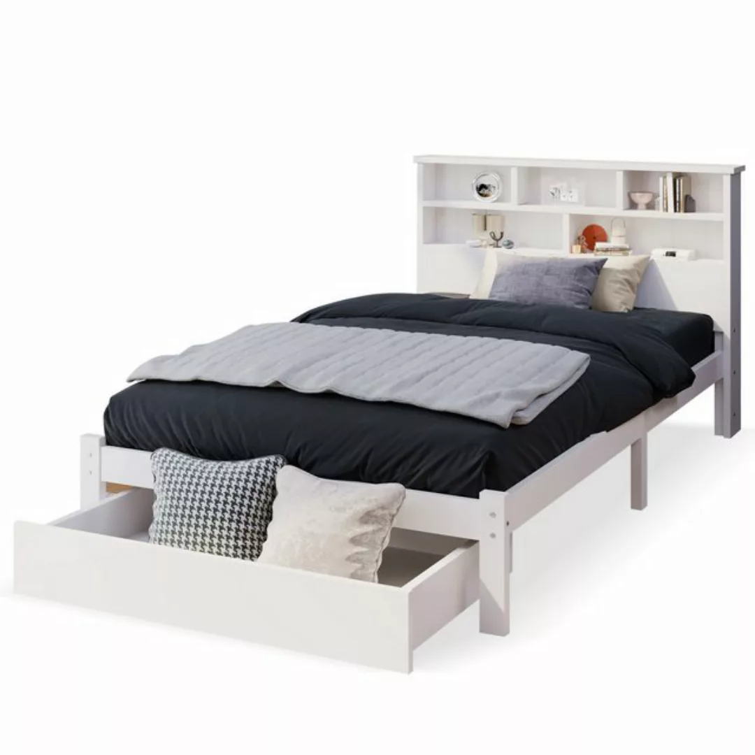 MODFU Holzbett Massivholzbett Kinderbett Jugendbett Massiv Holz Bett Gästeb günstig online kaufen