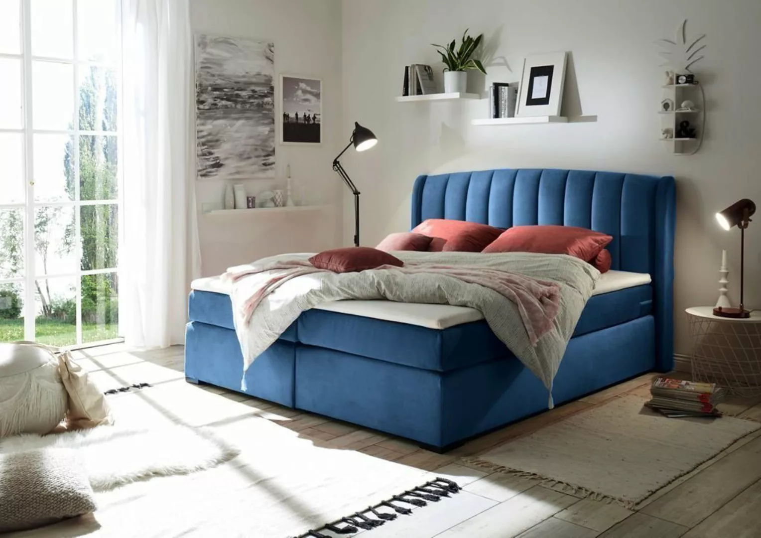 ED EXCITING DESIGN Boxspringliege (180 x 200 cm, Kampala 1 mondscheinblau 1 günstig online kaufen