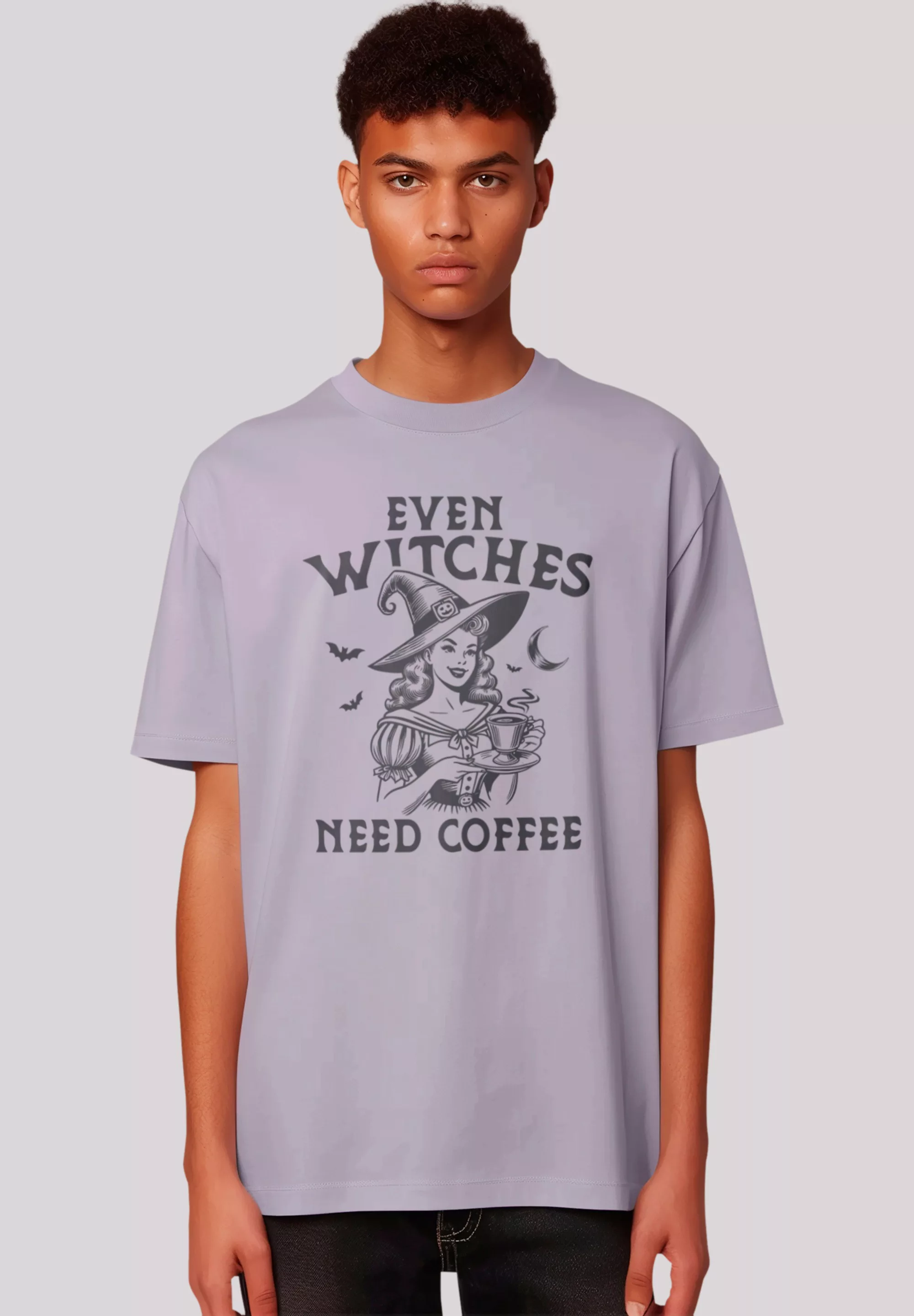 F4NT4STIC T-Shirt "Halloween Witch even witches need coffee", Premium Quali günstig online kaufen