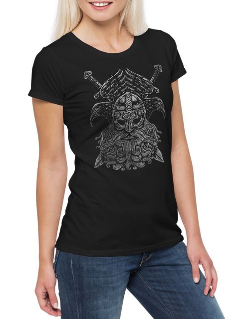 Urban Backwoods Print-Shirt Odhin VI Damen T-Shirt Odhins Wölfe Geri Freki günstig online kaufen