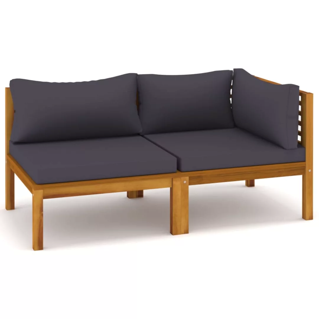 2-tlg. Sofa-set Mit Dunkelgrauen Kissen Akazie Massivholz günstig online kaufen