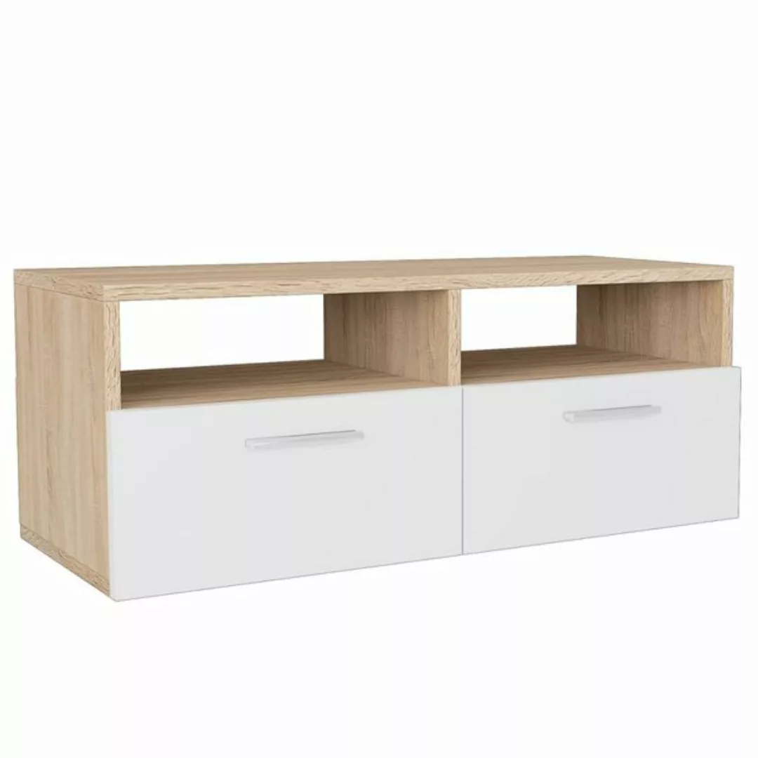 vidaXL TV-Schrank TV-Schrank Spanplatte 95 x 35 x 36 cm Eiche und Weiß Lowb günstig online kaufen