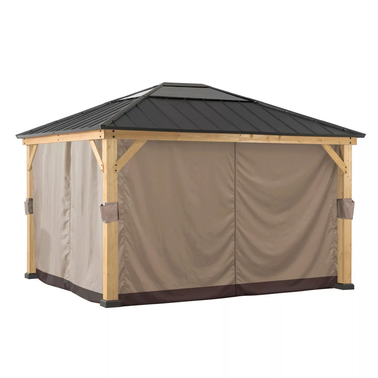 Sunjoy Zedernholz Gazebo Vorhang 393 cm x 452 cm Khaki günstig online kaufen