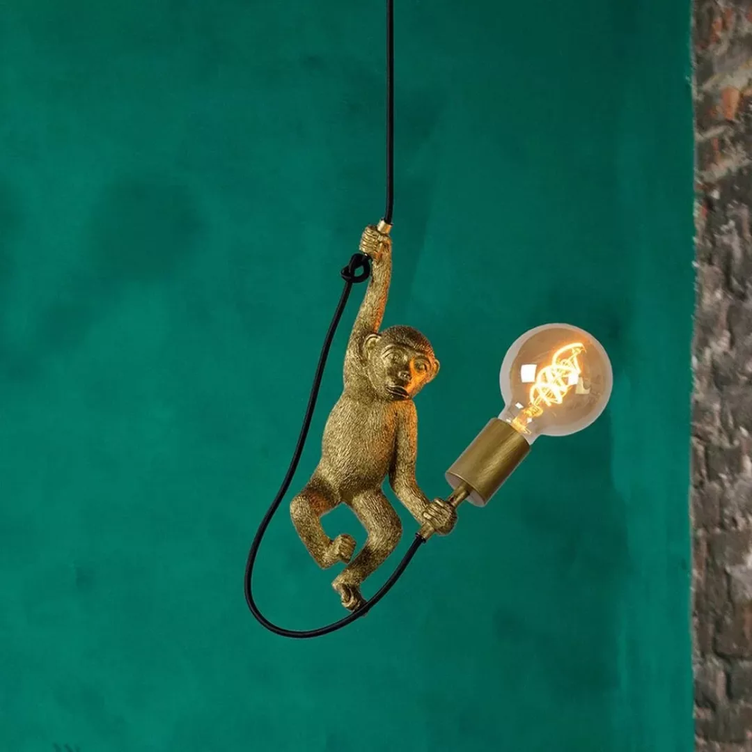 Hängeleuchte Extravaganza Chimp, gold matt/schwarz günstig online kaufen