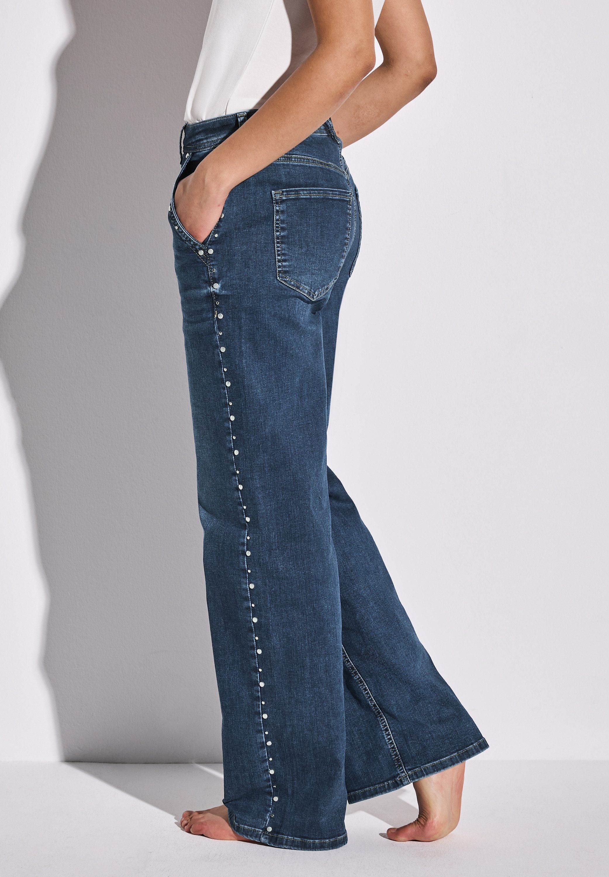 STREET ONE High-waist-Jeans mit Nieten günstig online kaufen