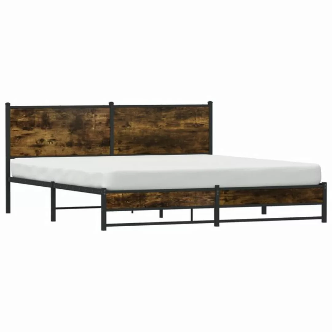 vidaXL Bett Metallbett ohne Matratze Räuchereiche 180x200 cm günstig online kaufen