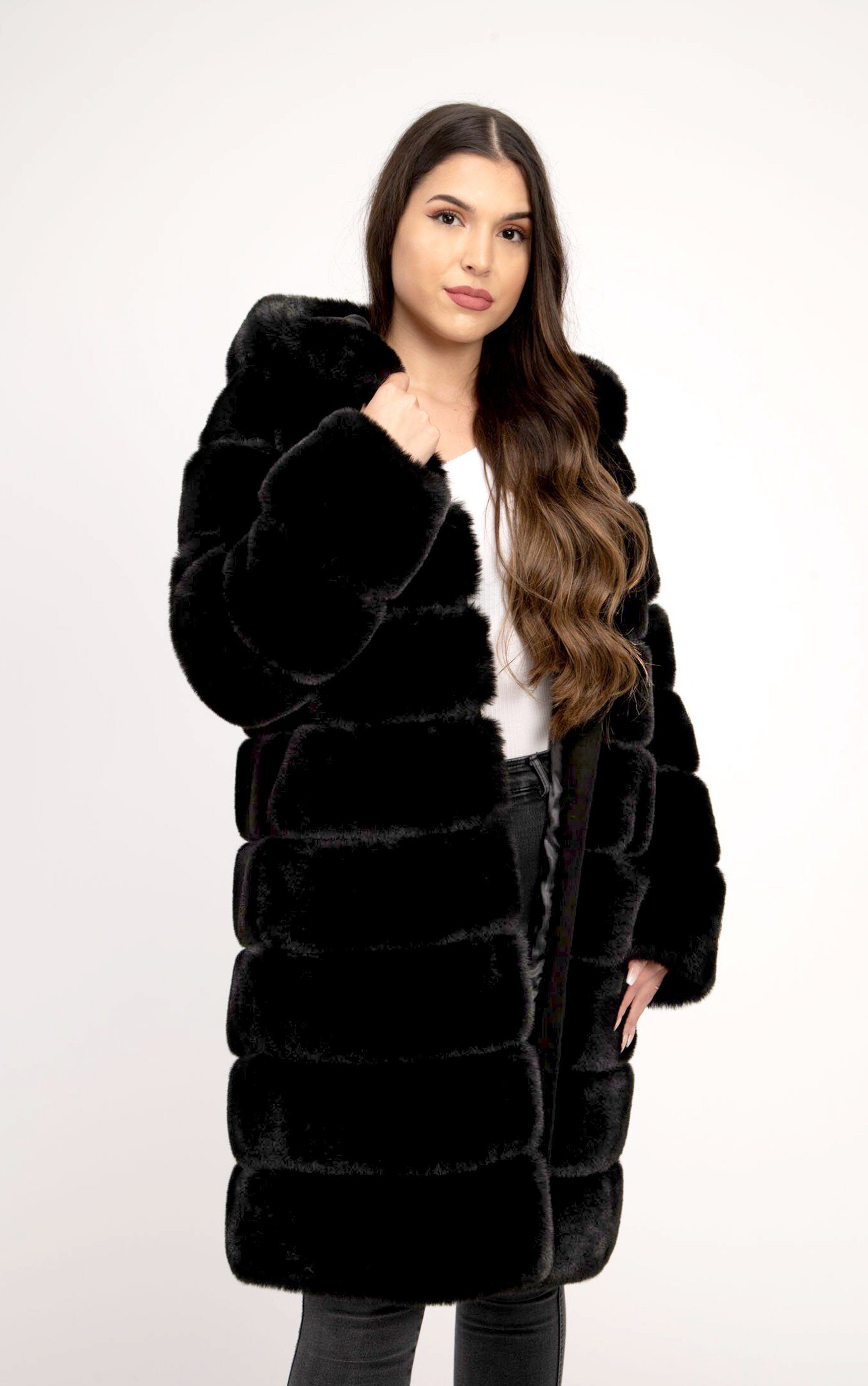 Passioni Fellimitatjacke Hochwertiger Web-Pelz Mantel Winterjacke günstig online kaufen