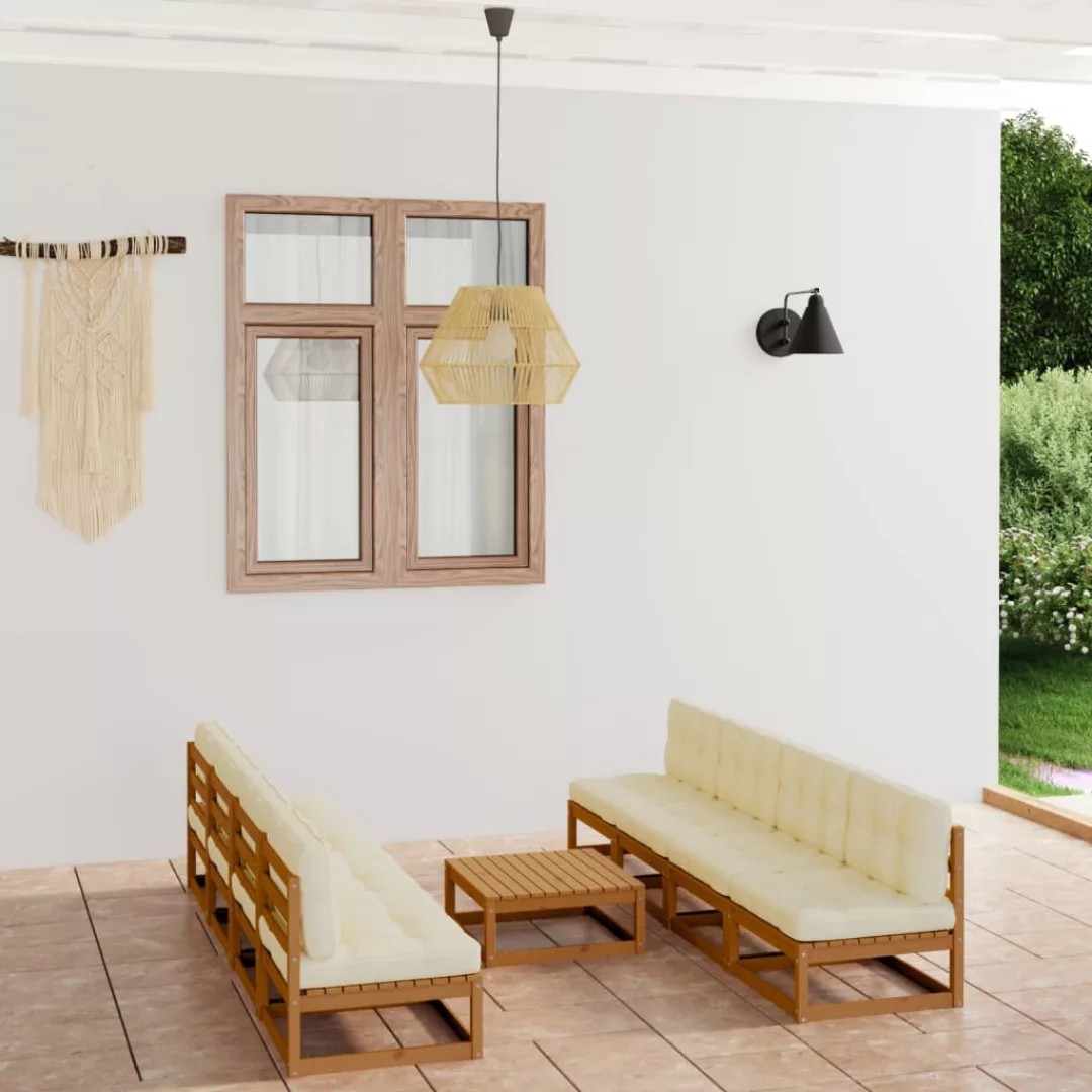 9-tlg. Garten-lounge-set Mit Kissen Kiefer Massivholz günstig online kaufen