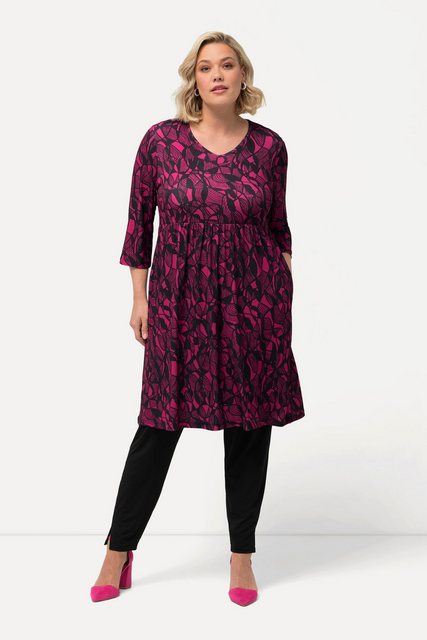 Ulla Popken Maxikleid Longshirt A-Linie Tunika-Ausschnitt 3/4-Arm günstig online kaufen