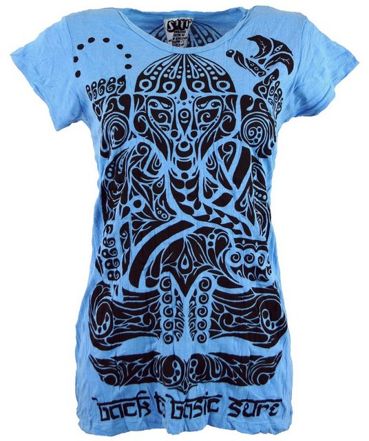 Guru-Shop T-Shirt Sure T-Shirt tribal Ganesh - hellblau Festival, Goa Style günstig online kaufen