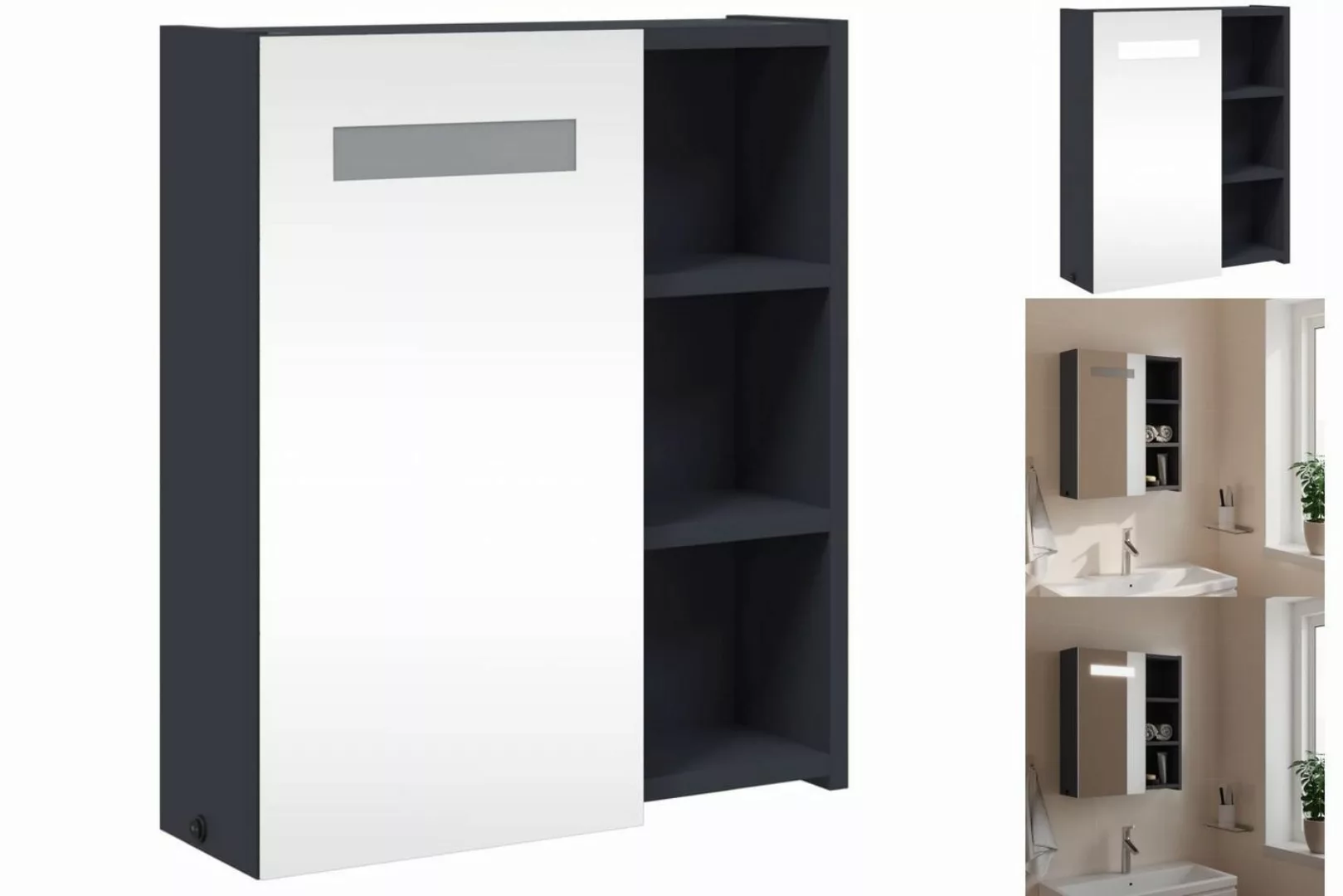 vidaXL Spiegelschrank Spiegelschrank mit LED-Beleuchtung Grau 45x13x52 cm günstig online kaufen