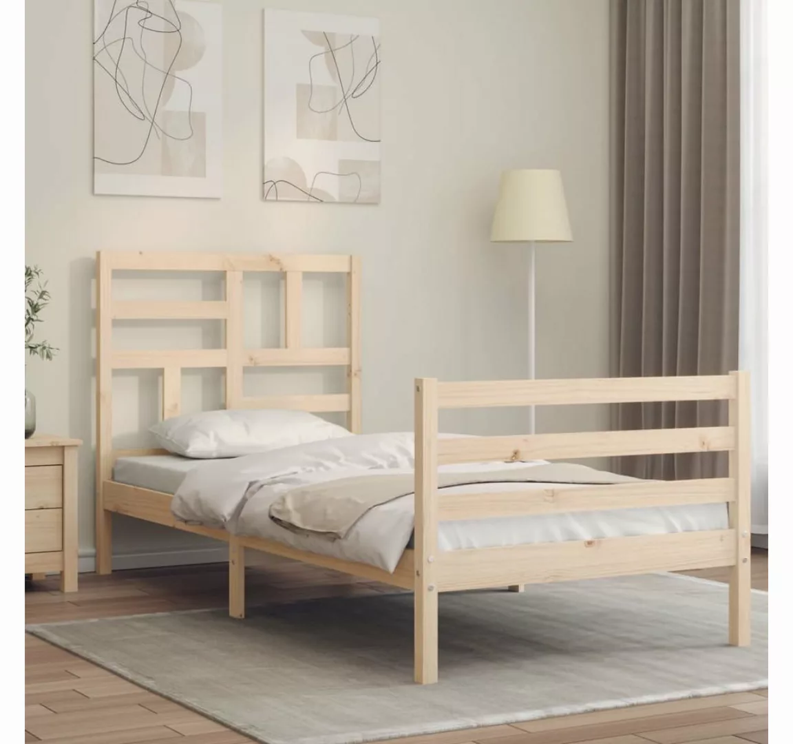 vidaXL Bett, Massivholzbett mit Kopfteil 100x200 cm günstig online kaufen