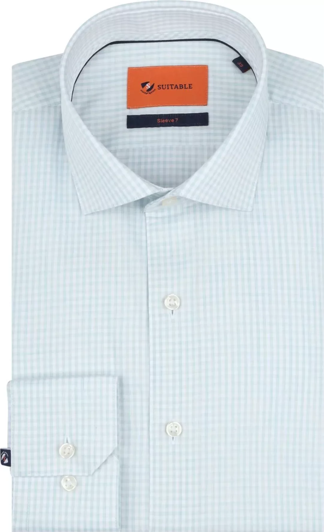 Suitable Hemd Extra Long Sleeves Twill Karos Hellgrün - Größe 40 günstig online kaufen