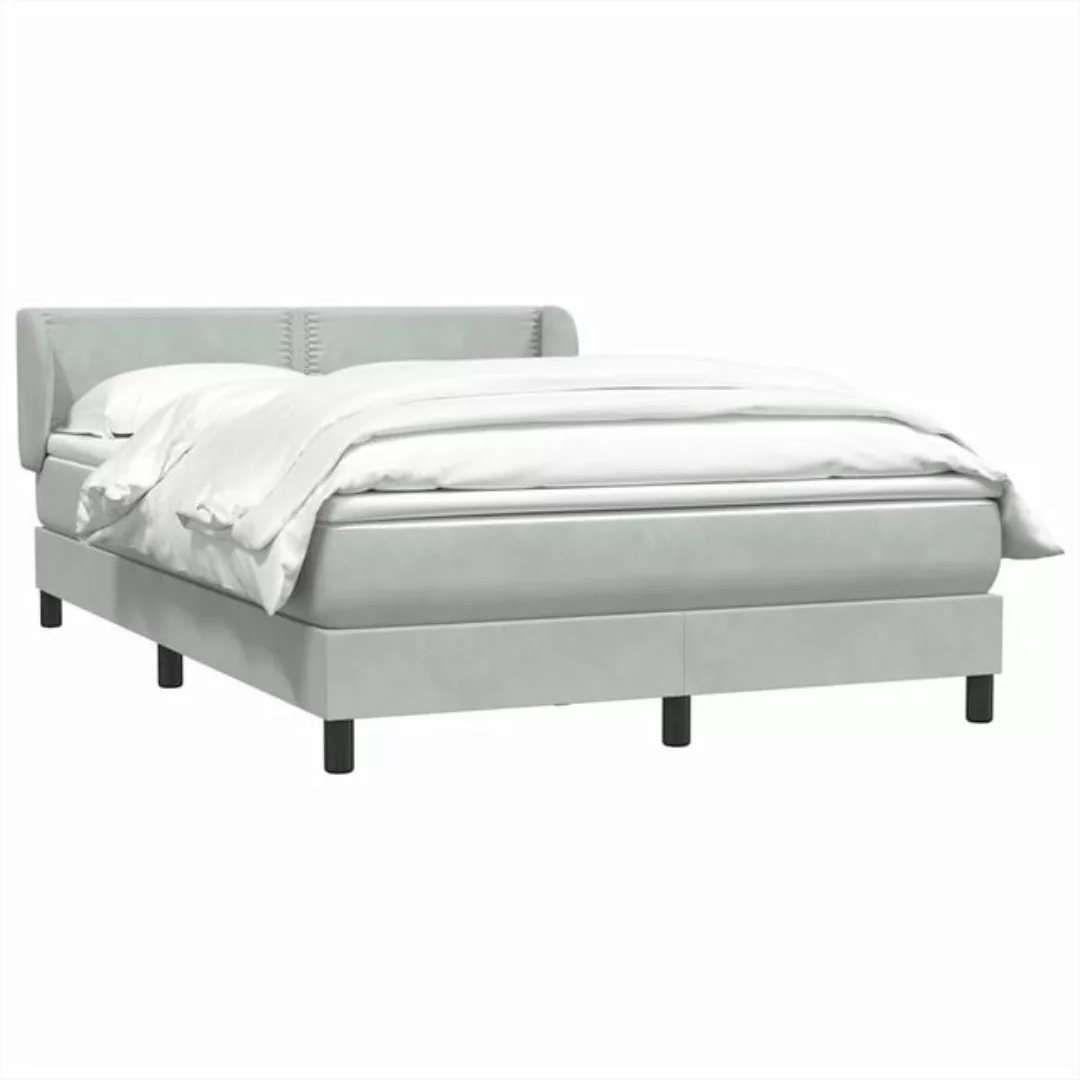 vidaXL Bett Boxspringbett mit Matratze Hellgrau 140x220 cm Samt günstig online kaufen