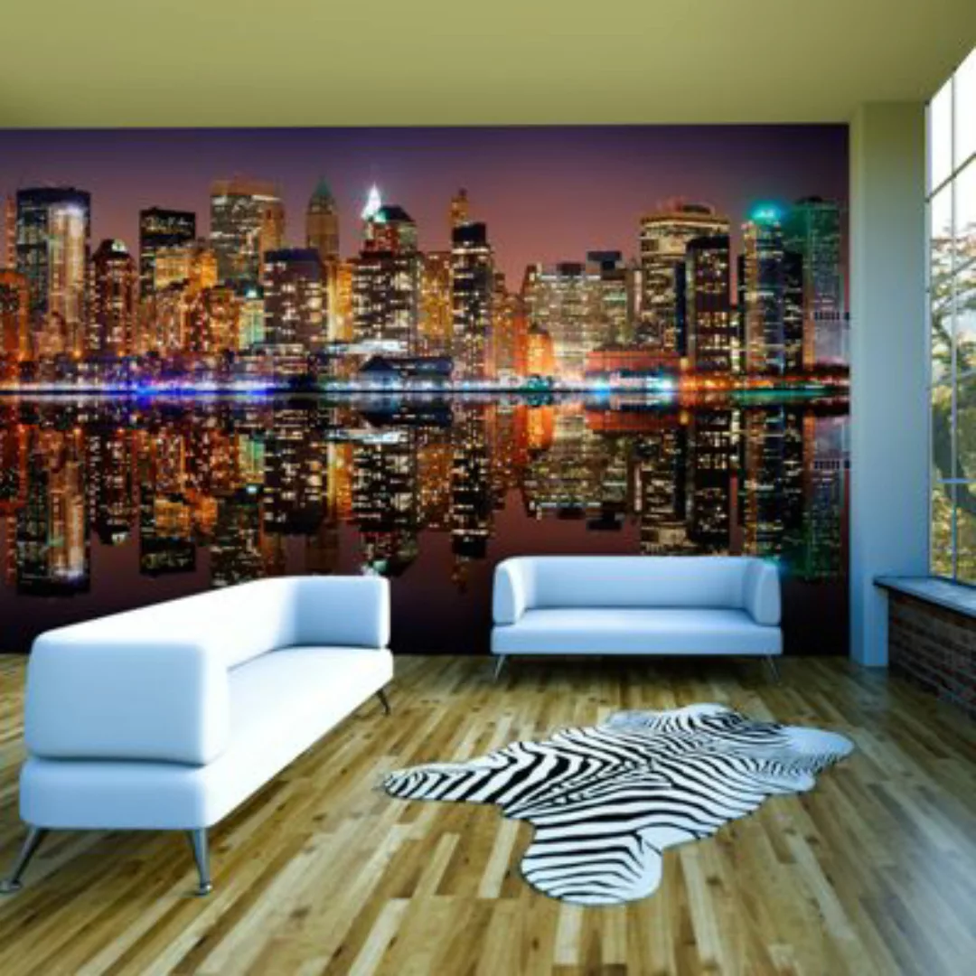 artgeist Fototapete Gold reflections - NYC mehrfarbig Gr. 550 x 270 günstig online kaufen