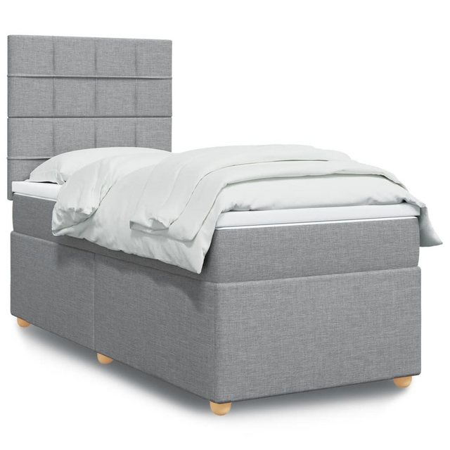 vidaXL Boxspringbett, Boxspringbett mit Matratze Hellgrau 100x200 cm Stoff günstig online kaufen