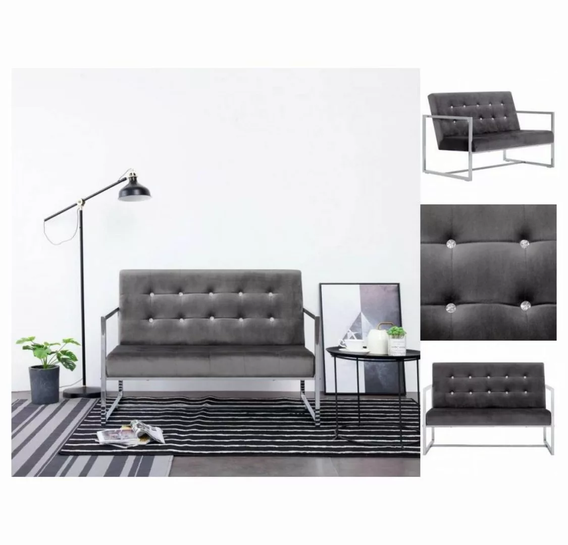 vidaXL Sofa 2-Sitzer-Sofa mit Armlehnen Dunkelgrau Chrom und Samt Couch günstig online kaufen