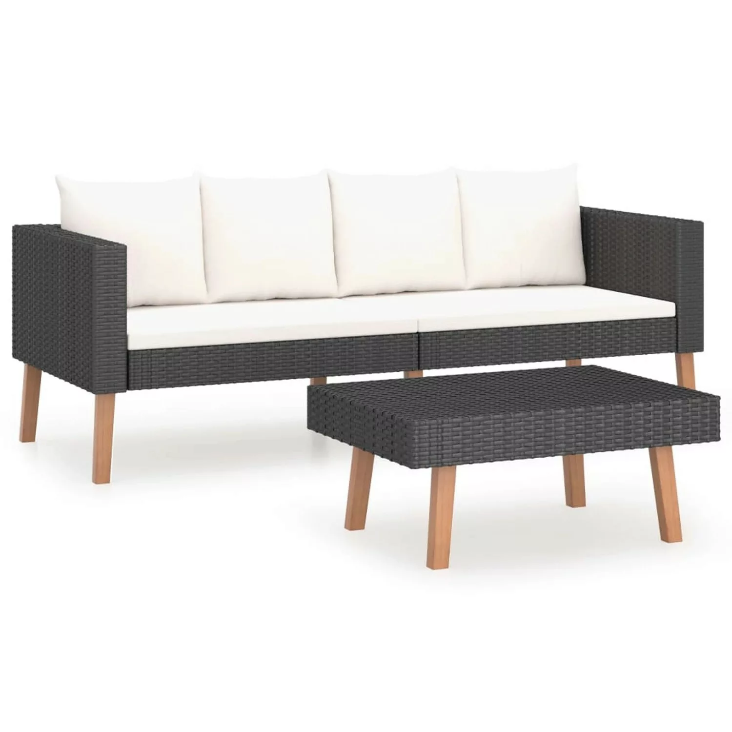 2-tlg. Garten-lounge-set Mit Auflagen Poly Rattan Schwarz günstig online kaufen