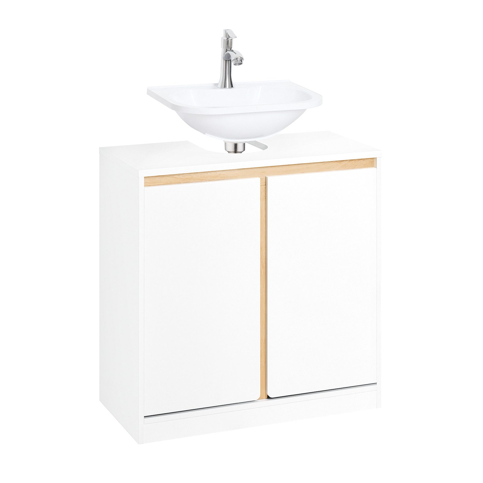 SoBuy Badezimmerschrank Waschbeckenunterschrank Waschtisch Weiß BZR78-W günstig online kaufen
