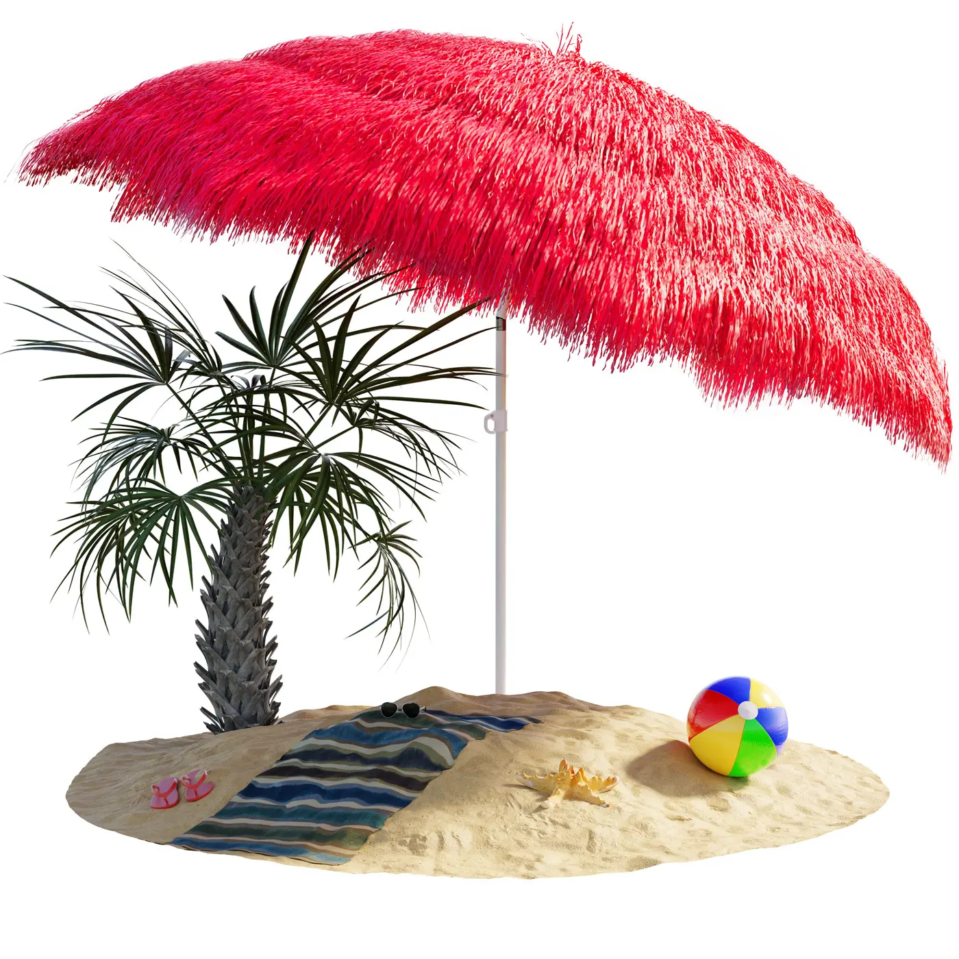 Sonnenschirm Hawaii Rot Ø160cm UV-Schutz 30+ günstig online kaufen