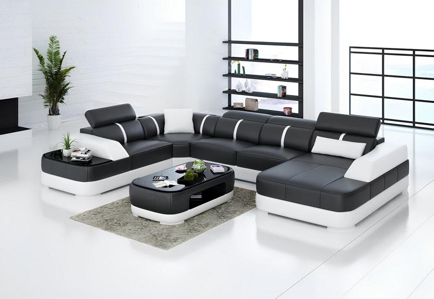 Xlmoebel Ecksofa Moderne Wohnzimmer-Sitzgarnitur in Leder mit U-Form - Eckc günstig online kaufen