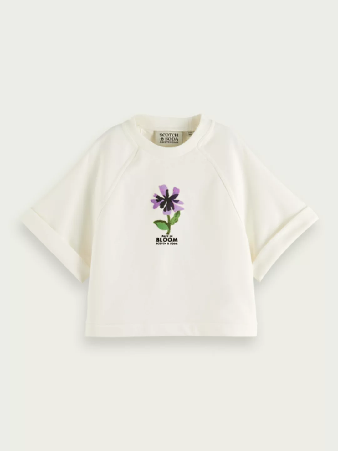 Scotch & Soda Kurzärmliges Sweatshirt im Cropped Fit mit Grafik günstig online kaufen