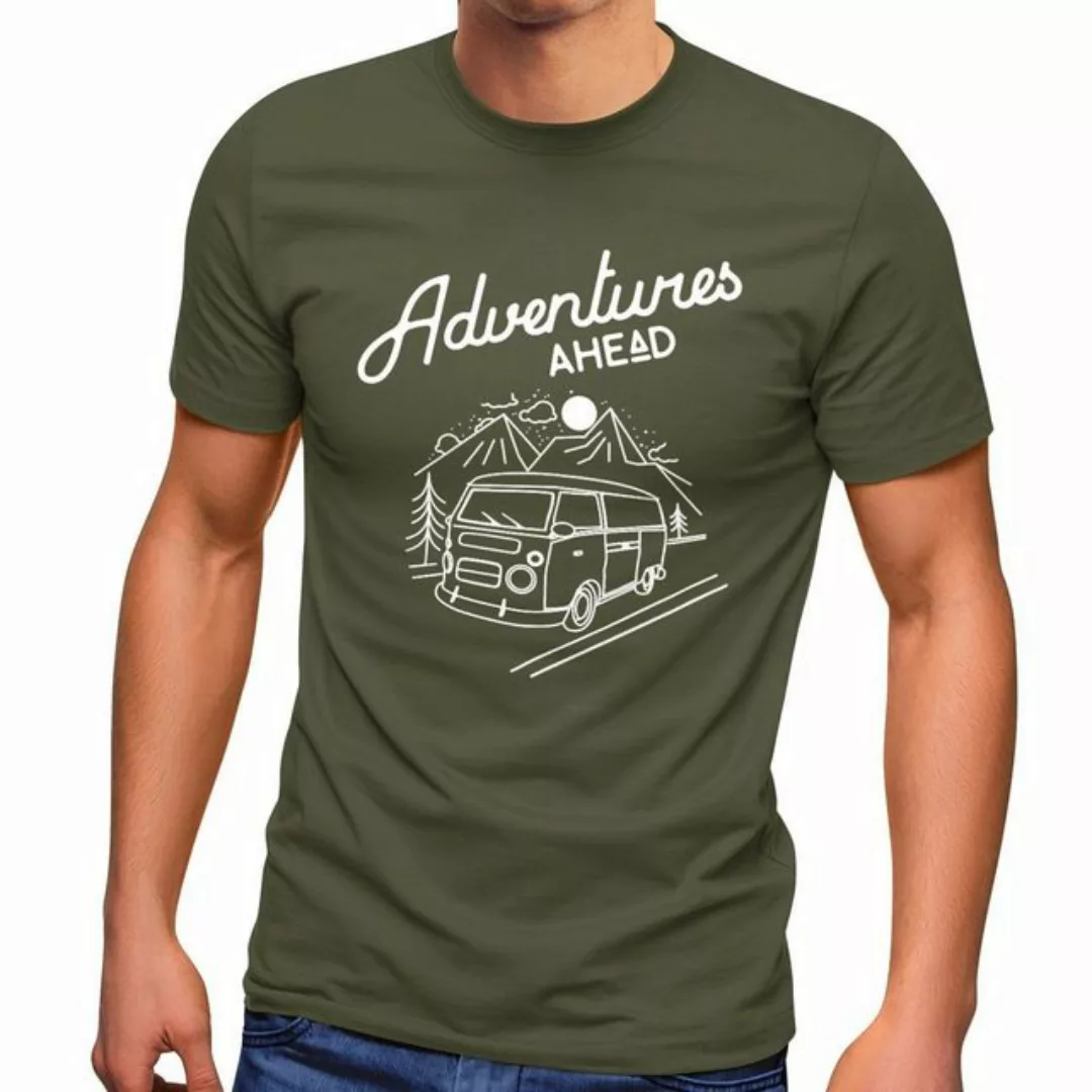 MoonWorks Print-Shirt Herren T-Shirt Bus Retro Abenteuer Adventures Ahead m günstig online kaufen