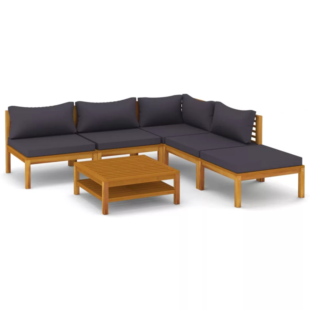 6-tlg. Garten-lounge-set Mit Auflage Massivholz Akazie günstig online kaufen