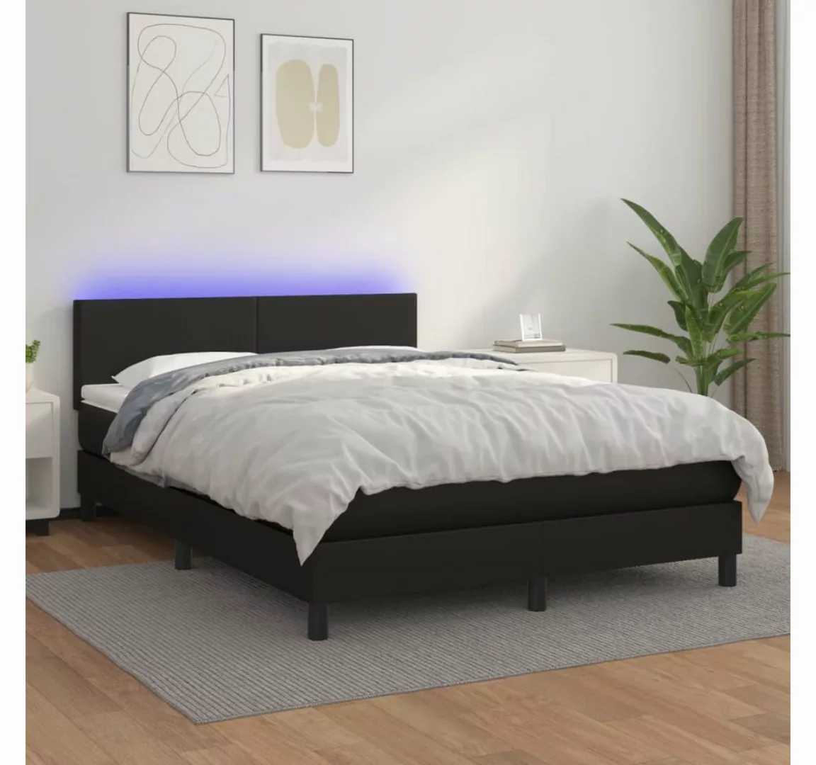 vidaXL Boxspringbett Bett Boxspringbett mit Matratze & LED Kunstleder (140 günstig online kaufen