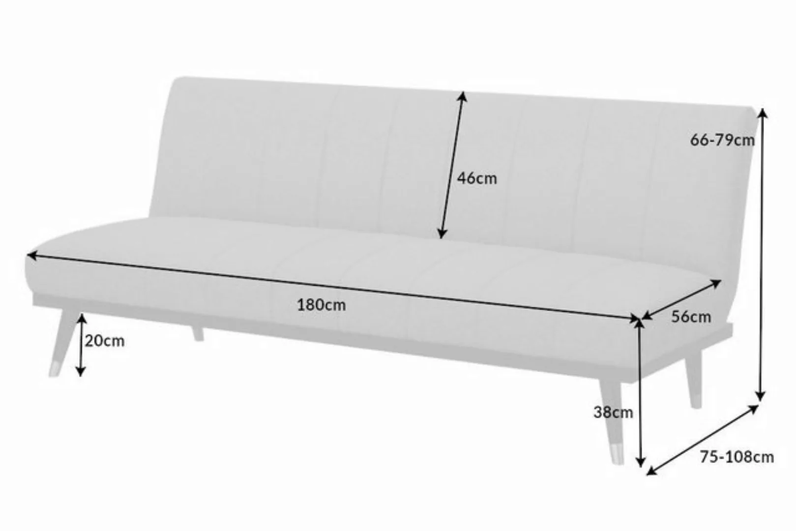 riess-ambiente 3-Sitzer PETIT BEAUTÉ 180cm grau / schwarz, Einzelartikel 1 günstig online kaufen