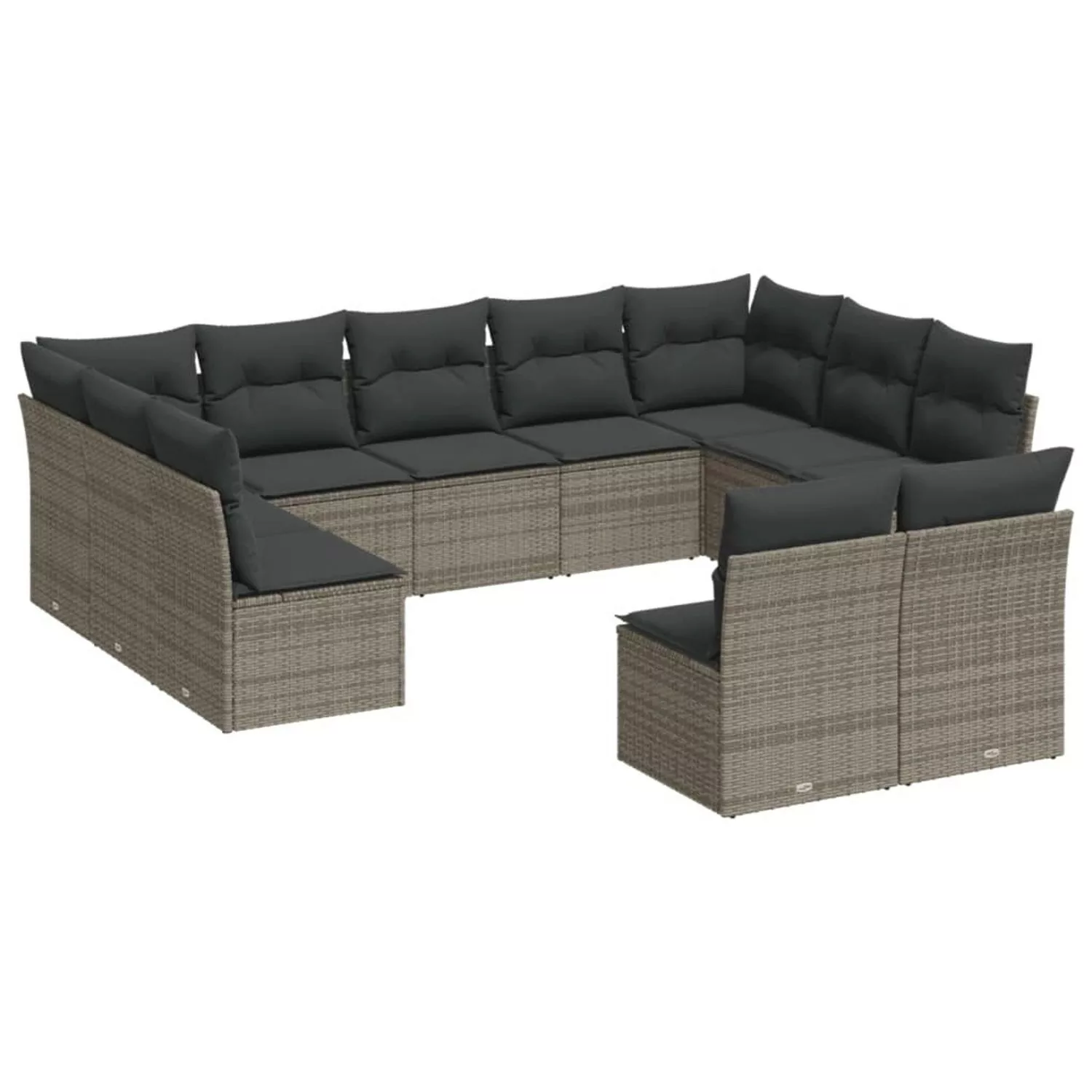 vidaXL 11-tlg Garten-Sofagarnitur mit Kissen Grau Poly Rattan Modell 2 günstig online kaufen